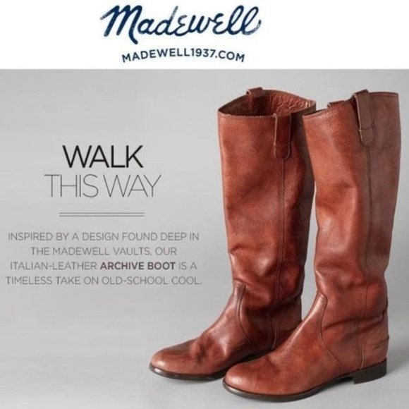 MADEWELL 1937 English Saddle Archive Leather Tall Riding Boots sz 8.5 Equestrian - Picture 5 of 17